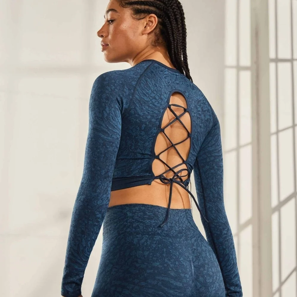 Adapt Animal Seamless Lace Up Back Top